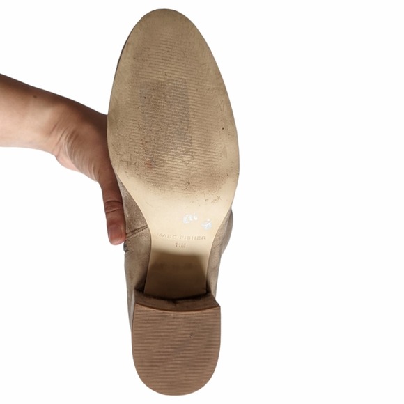 Marc Fisher Ileesia Tan Faux Suede Stretch Zipper Block Heel Bootie Size 11 - Picture 8 of 11